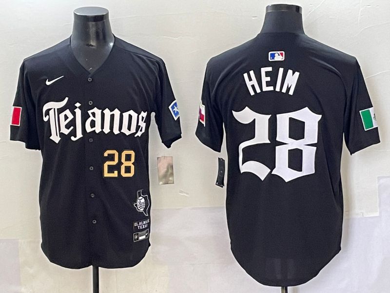 Men 2025 Texas Rangers #28 Heim Black Five generations Joint Name Nike MLB Jersey style 3